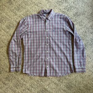 Johnnie O Mens Multicolor Hangin' Out Plaid Casual Button Down Shirt Size Large